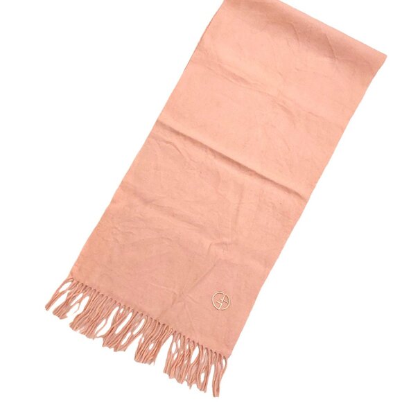 GIORGIO ARMANI Luxury Designer Vintage Logo Embroidered Light Pink Scarf - Picture 1 of 16